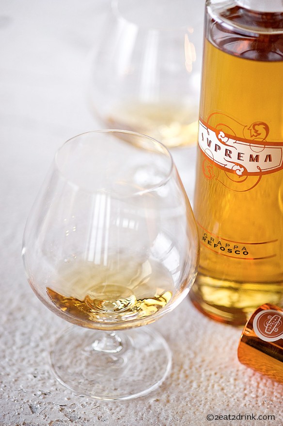 Suprema grappa refosco. Worth drinking from a snifter. 